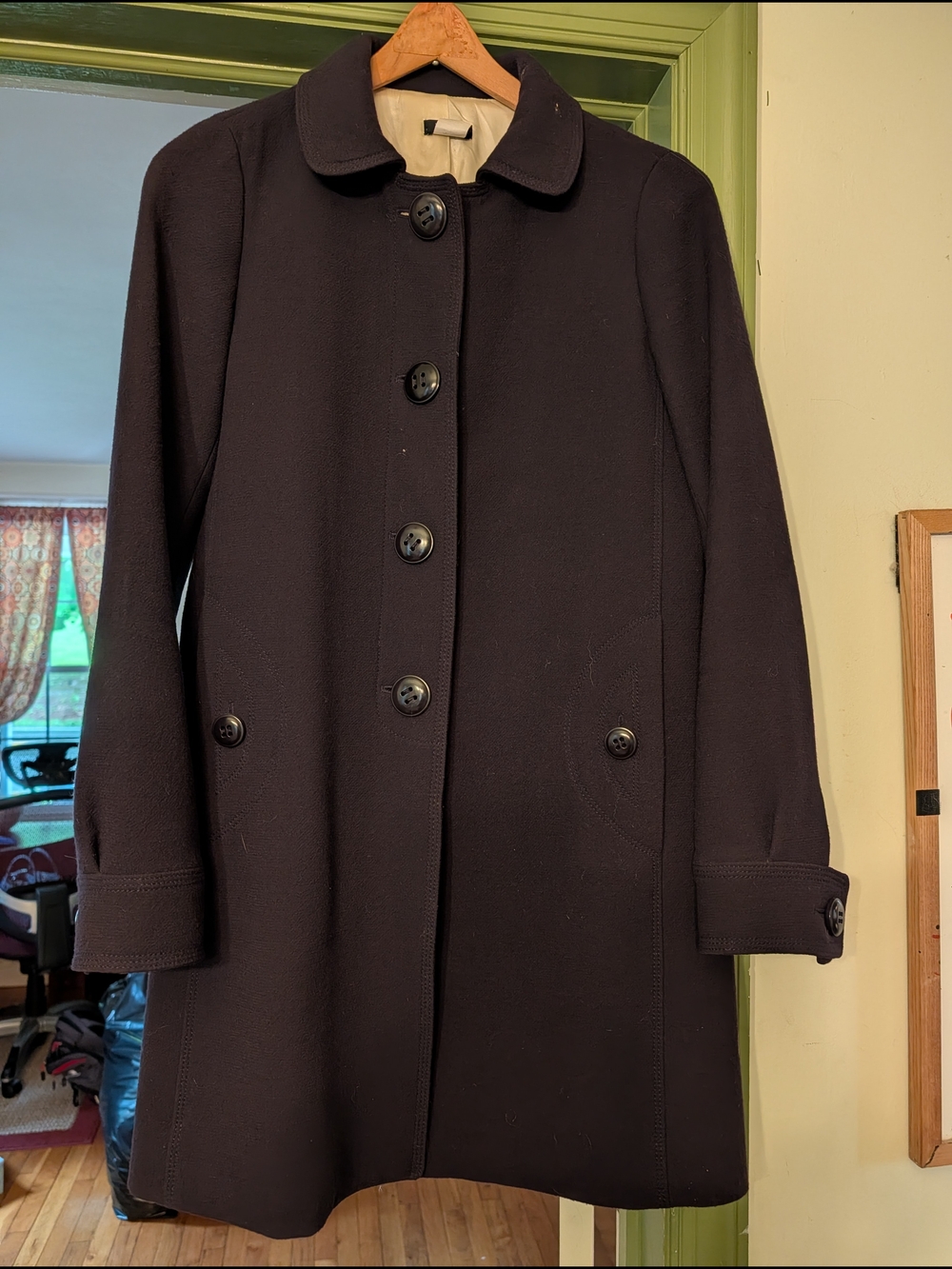 J. Crew Women's Black Wool Peacoat with Button Front